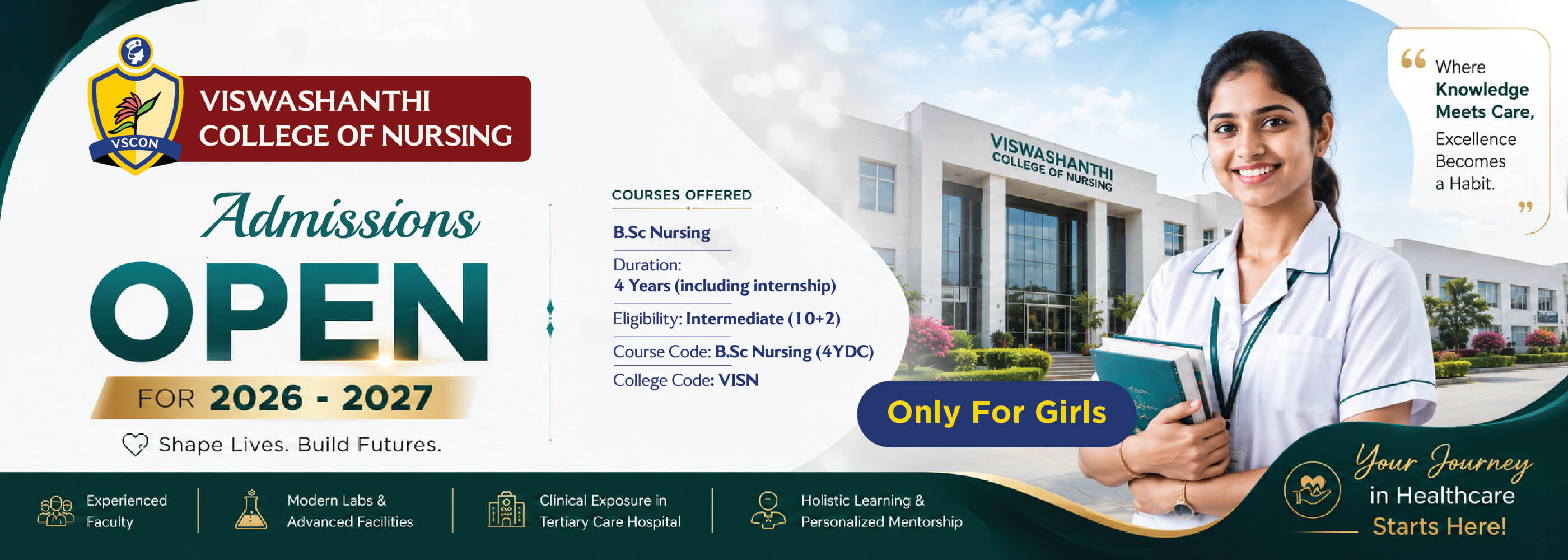 Viswashanthi College of Nursing Admissions Open 2026-2027